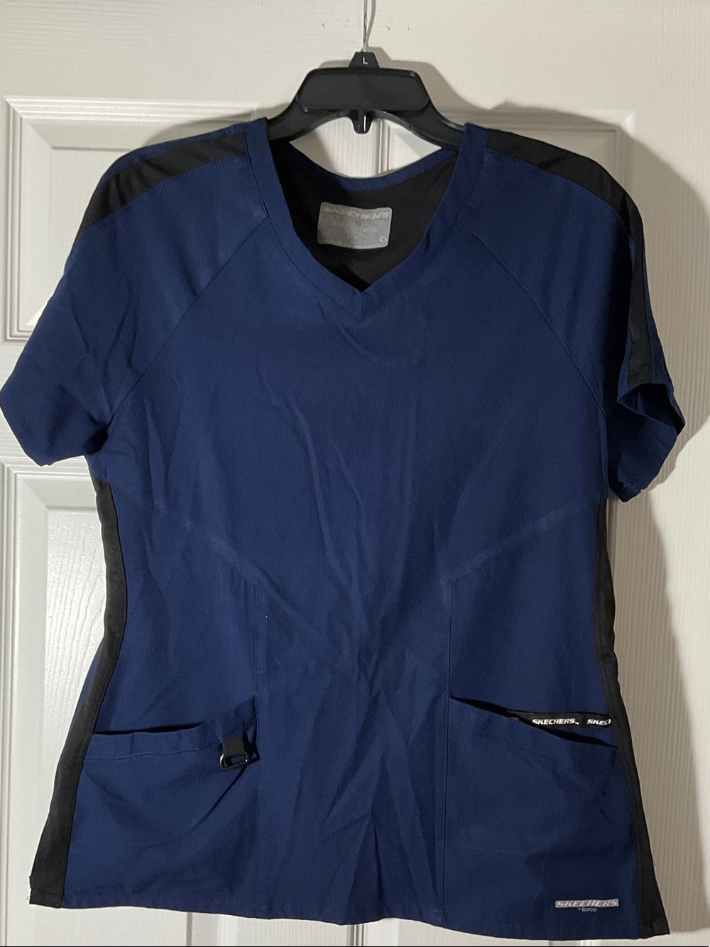 Skechers Navy and Black V-Neck Short Sleeve Scrub Top